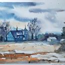 Mój projekt z kursu: Pejzaże akwarelą: eksperymentalne narzędzia i techniki. Fine Arts, Painting, and Watercolor Painting project by Patrycja Turek - 04.07.2022