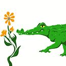 An Alligator ator and his Flowers. Un proyecto de Ilustración tradicional, Creatividad, Dibujo digital y Pintura digital de reeghanmiller - 19.02.2022