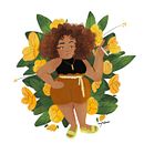 Meu projeto do curso: Retrato ilustrado com elementos botânicos. Un progetto di Illustrazione tradizionale, Illustrazione digitale, Illustrazione botanica e Disegno digitale di Rayssa Molinari - 08.04.2022