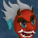 Máscara Kabuki. Projekt z dziedziny Trad, c, jna ilustracja,  R, sunek, Ilustracja c, frowa, R, sunek c i frow użytkownika Rafael Fleury - 11.02.2022