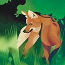 Wildlife Illustration for Children's Books: Maned Wolf - two pages for bastiary. Projekt z dziedziny Grafika wektorowa, Ilustracja c, frowa i Ilustracje dla dzieci użytkownika Émélie Philippe - 23.04.2022