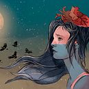 Mi luna Ein Projekt aus dem Bereich Traditionelle Illustration, Digitale Illustration, Aquarellmalerei, Porträtzeichnung und Digitale Zeichnung von Irune Alfageme - 11.05.2022