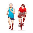 Cycling & Running. Traditional illustration, Character Design, Drawing, and Digital Drawing project by Juan Ruiz - 05.17.2022