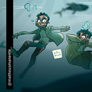 Brainstorm in the Shark Tank Brasil | Promotional Illustration Ein Projekt aus dem Bereich Design, Traditionelle Illustration und Design von Figuren von Matheus Manente - 11.11.2021