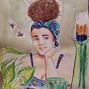 Self portrait sitting at my desk. Un progetto di Illustrazione tradizionale, Bozzetti, Creatività, Disegno, Pittura ad acquerello, Sketchbook e Pittura gouache di Andreisy P - 31.05.2022