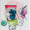 Il mio progetto del corso: Illustrazione con tecniche manuali di tratteggio e dripping. Character Design, Fine Arts, Painting, Watercolor Painting, Portrait Drawing, and Artistic Drawing project by Sara Paglia - 06.06.2022