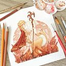 A personal project to design postcards with the spirits of autumn. Ein Projekt aus dem Bereich Traditionelle Illustration und Design von Figuren von Anastasia Maslennikova - 12.06.2022