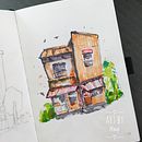 My project for course: Expressive Architectural Sketching with Colored Markers. Projekt z dziedziny Sketching,  R, sunek,  R, sunek architektoniczn, Sketchbook,  R i sunek atramentem użytkownika Waiyi Choi - 21.06.2022