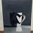 Taza en blanco y negro . Pintura, e Pintura a óleo projeto de Dina Rechani - 26.06.2022