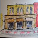 Coffee Station - Old Phuket Town, Thailand. Projekt z dziedziny Sketching,  R, sunek,  R, sunek architektoniczn, Sketchbook,  R i sunek atramentem użytkownika Kostya Bab - 26.06.2022
