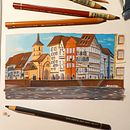 Mon projet du cours : Sketchbook de peintures à la gouache. Un proyecto de Ilustración tradicional, Bocetado, Dibujo, Ilustración arquitectónica, Sketchbook y Pintura gouache de Anne-Laure Pellegri - 27.06.2022