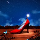 high heel in the desert. Photograph, Post-production, Photo Retouching, Digital Photograph, Photographic Composition, and Photomontage project by Anita Probst - 07.05.2022