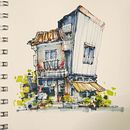 My project for course: Expressive Architectural Sketching with Colored Markers. Un projet de Esquisse , Dessin, Illustration architecturale, Carnet de croquis et Illustration à l'encre de Lê Trường - 05.07.2022