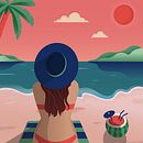 On the Beach. Projekt z dziedziny Trad, c, jna ilustracja, Grafika wektorowa, Ilustracja c, frowa, Ilustracja w i dawnicza użytkownika sean_014569 - 04.07.2022