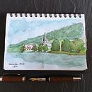 Ossiacher Stift, Österreich, Aquarell . Un proyecto de Pintura, Dibujo, Sketchbook e Ilustración naturalista				 de hbauapamn - 22.07.2022