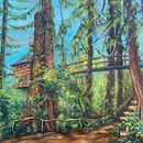The Burl At Treehouse Point . Ilustrație tradițională, Pictura, Pictură acrilică și Caiet de schițe de Chris - 07.22.2022