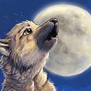 Little wolf howling at the moon . Een project van Traditionele illustratie van S. Cardon - 08.06.2022