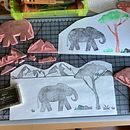 My project for course: Carved Stamps for Illustrated Compositions. Een project van Traditionele illustratie, Craft,  Beeldende kunst y Printen van annabelledolidon - 26.07.2022