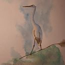Seidenreiher. Watercolor Painting project by Petra Köster - 07.31.2022