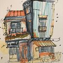 My project for course: Expressive Architectural Sketching with Colored Markers. Sketching, Drawing, Architectural Illustration, Sketchbook & Ink Illustration project by Dina Soliman - 08.05.2022