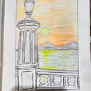 desenho de observação da mureta da cidade de Santos . Ilustração tradicional, Arquitetura, e Desenho a lápis projeto de Lucas Gomes da Penha - 11.08.2022