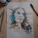 Mon projet du cours : Portrait expérimental à l'encre, à l'alcool et au thé. Un projet de Beaux Arts, Peinture, Dessin et Illustration à l'encre de amandine_escarguel - 11.08.2022