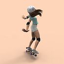 Skater Girl inspirada en el dibujo de Brittany Myers. Modelado en ZBrush, render en Keyshot.. 3D, Character Design, 3D Character Design, and 3D Design project by Daniel Seriñá - 08.13.2022