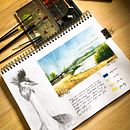 Mój projekt z kursu: Akwarelowy dziennik podróży. Projekt z dziedziny Trad, c, jna ilustracja, Malowanie akwarelą,  R, sunek architektoniczn i Sketchbook użytkownika ptphsjmm49 - 14.08.2022