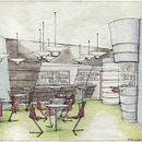 Coffee shop design proposal - 1989. Un projet de Design d'intérieur, Design industriel, Architecture d'intérieur, Conception d'éclairage, Design , et Fabrication de mobilier de Mario - 13.08.2022
