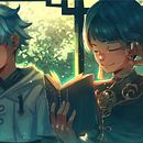 Chongyun and Xingqiu ( Genshin Impact Fanart). Traditional illustration project by Alessia Trunfio - 08.21.2022