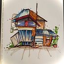 My project for course: Expressive Architectural Sketching with Colored Markers. Een project van  Schetsen,  Tekening,  Architecturale illustratie, Sketchbook y  Illustratie met inkt van Kim - 22.08.2022