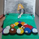 Oskars first game of pool - mixed media in sketchbook . % Nataša Grohar tarafından hazırlanan Geleneksel illüstras, Ve on projesi - 09.06.2022