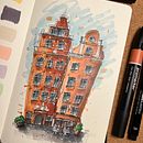My project for course: Expressive Architectural Sketching with Colored Markers. Un proyecto de Bocetado, Dibujo, Ilustración arquitectónica, Sketchbook e Ilustración con tinta de Celina Rydén - 07.09.2022