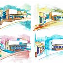 Urban sketching Chiclana. In four colours. Traditional illustration, Painting, Architectural Illustration & Ink Illustration project by Violeta Quiñones - 09.09.2022