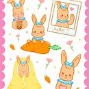 Lucky: the sleepy bunny - Sticker Sheet. Projekt z dziedziny Tradycyjna ilustracja, Projektowanie postaci i Manga użytkownika Catalina González - 12.09.2022