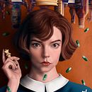The Queen's Gambit. Projekt z dziedziny Trad, c, jna ilustracja,  Sztuki piękne,  R, sunek, Ilustracja c, frowa i Portret użytkownika rodrigodiatel - 14.09.2022