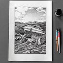 Where the stones sing - Dip pen and ink drawing . Un proyecto de Ilustración tradicional de Philip Harris - 05.09.2022