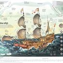 El barco de China. Infografia, Design de informação e Ilustração tradicional projeto de Adolfo Arranz - 17.02.2018