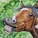 Laughing horse - Mon projet du cours : Portraits expressifs d'animaux à l'aquarelle. Un projet de Illustration traditionnelle , et Peinture de Oliwia - 19.09.2022