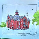 Squirrel Cage Jail   My project for course: Expressive Architectural Sketching with Colored Markers. Projekt z dziedziny Sketching,  R, sunek,  R, sunek architektoniczn, Sketchbook,  R i sunek atramentem użytkownika Travis Wisotzkey - 20.09.2022