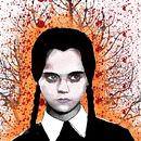 Retrato ilustrado - Miercoles Addams. Tipografia e Ilustração digital projeto de igna_mar_riv - 20.09.2022