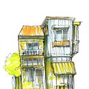 Mon projet du cours : Esquisses d'architecture expressives aux feutres de couleur . Schițe, Desen, Ilustrație arhitecturală, Caiet de schițe & Ilustrație cu cerneală de Adéoti Oke - 09.22.2022