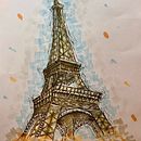Eiffel tower. Ilustração tradicional, Arquitetura, Artes plásticas, Pintura, Esboçado, Desenho artístico, e Sketchbook projeto de mariana_levischi - 27.09.2022