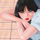 Illustration of a girl from a reference. Een project van Traditionele illustratie van Aruzhan Kurmanay - 05.10.2022