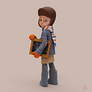 Little Boy Holding Chalkboard. Een project van 3D, Ontwerp van personages, 3D-karakterontwerp y  3D-ontwerp van Sara Armentano - 09.10.2022