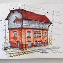 Mein Abschlussprojekt für den Kurs: Expressive Architekturskizzen mit Markern. Un projet de Esquisse , Dessin, Illustration architecturale, Carnet de croquis et Illustration à l'encre de Kirsten - 14.10.2022