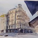 Mon projet du cours : Dessin architectural à l’aquarelle et à l’encre. Projekt z dziedziny Sketching,  R, sunek, Malowanie akwarelą,  R, sunek architektoniczn, Sketchbook,  R i sunek atramentem użytkownika claudine DEBATISSE - 16.10.2022
