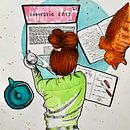 Mi proyecto del curso: Ilustración con técnicas manuales de rayado y dripping. Een project van Ontwerp van personages,  Beeldende kunst, Schilderij, Aquarelschilderen,  Portrettekening y  Artistieke tekening van Pascale Colin - 16.10.2022