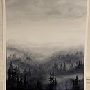 Misty forest, monochrome. Painting project by jm20221016 - 10.18.2022