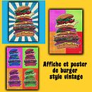 affiche de burger style vintage . Een project van  Ontwerp, Traditionele illustratie,  Reclame y Grafisch ontwerp van michel Krouna - 19.10.2022